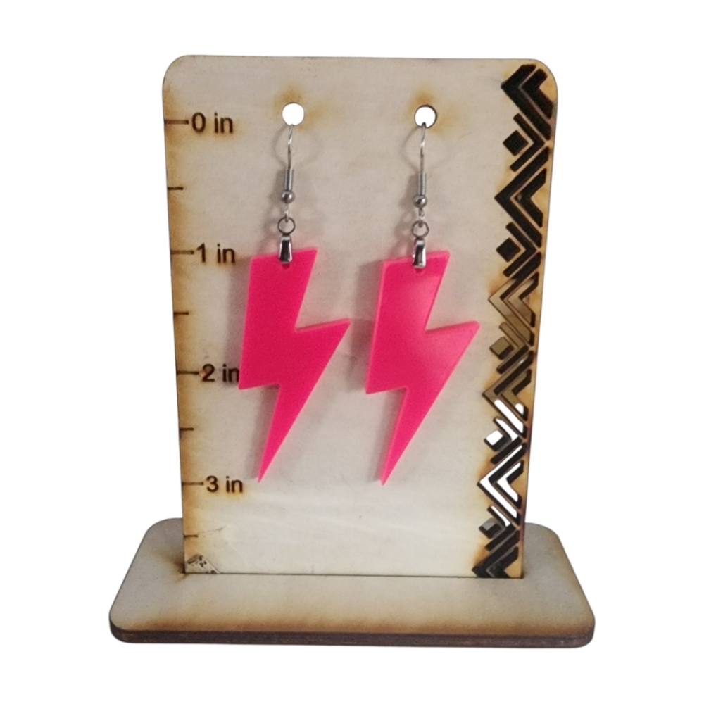 Hot Pink Lightning Bolt Acrylic Drop Earrings